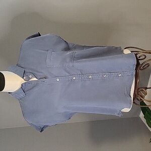 Workshop Republic Clothing Denim Sleeveless Button Down Hi Low Blouse  Size XS